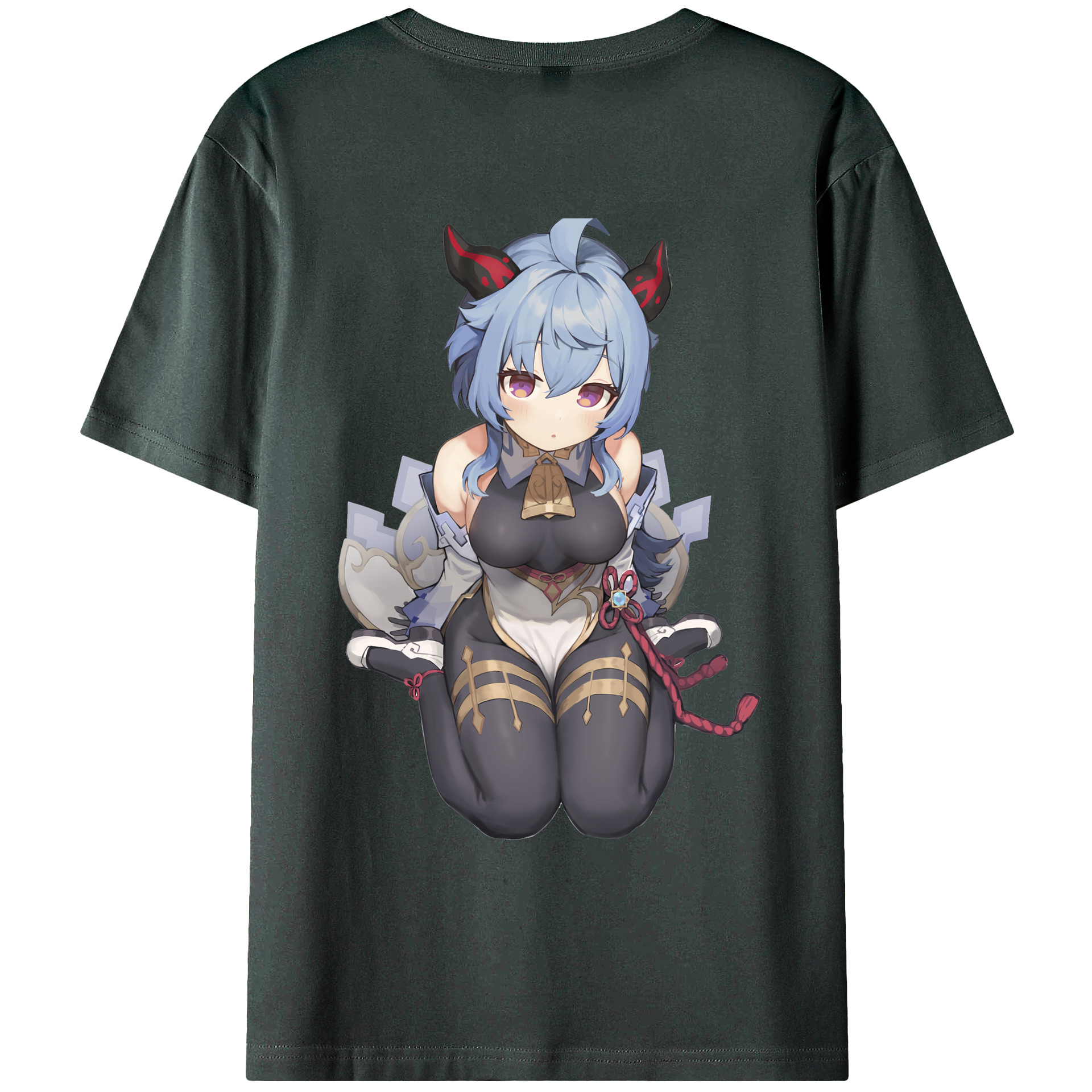 げんし神 甘雨 かんう genshin Ganyu 綿100％ メンズ半袖Tシャツ（バックプリント） 通気性